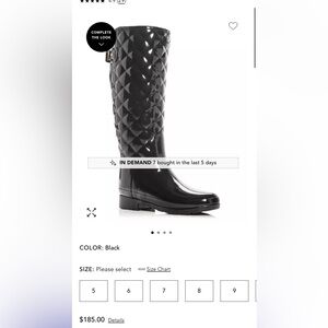 Women’s Hunter boots quilted refined gloss boots, BNIB